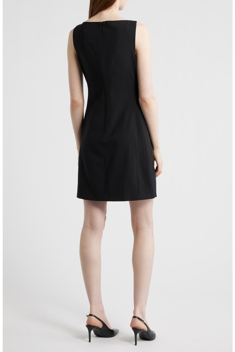 Stretch Wool Boat Neck Minidress, Alternate, color, BLACK