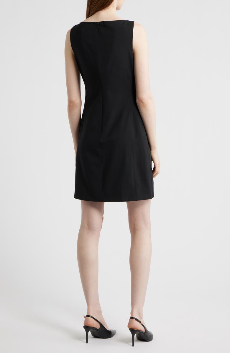 Theory Stretch Wool Boat Neck Minidress, Alternate, color, Black