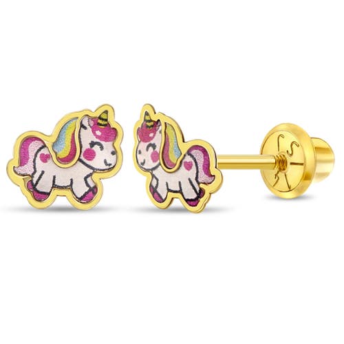 In Season Jewelry 14k Simply Unicorn Earrings in Pink at Nordstrom