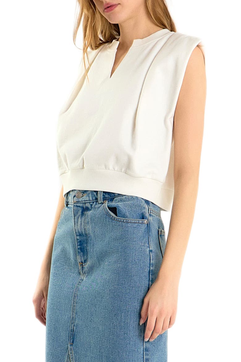 Power Shoulder Sweatshirt Top, Alternate, color, OFF WHITE