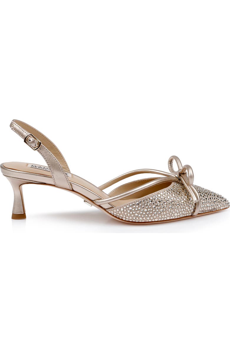 Badgley Mischka Collection Angelina Slingback Pointed Toe Kitten Heel Pump, Alternate, color, Champagne Leather