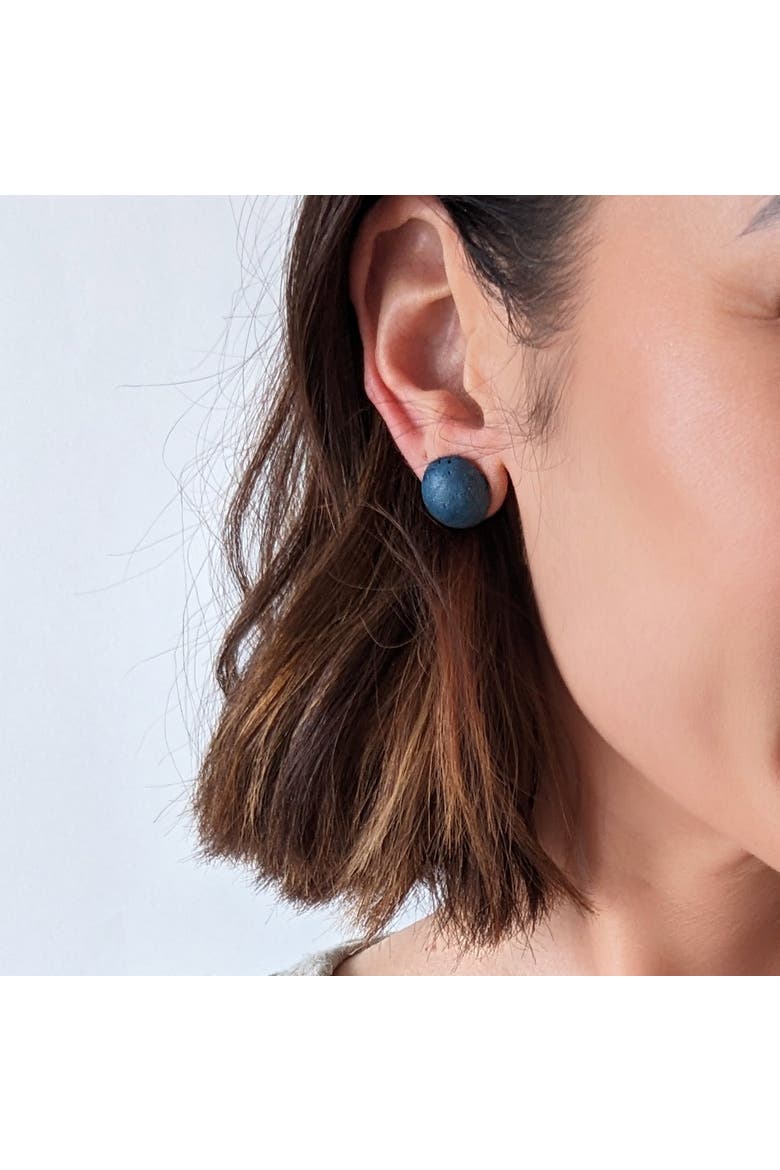 Dome Earrings, Alternate, color, Cobalt Terrazzo