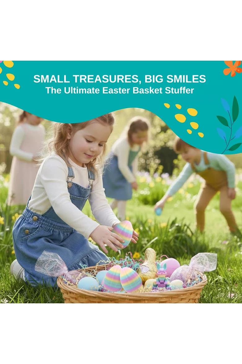 Easter Surprise Egg & 3D Printed Articulated Bunny Toy Set, Alternate, color, Rainbow