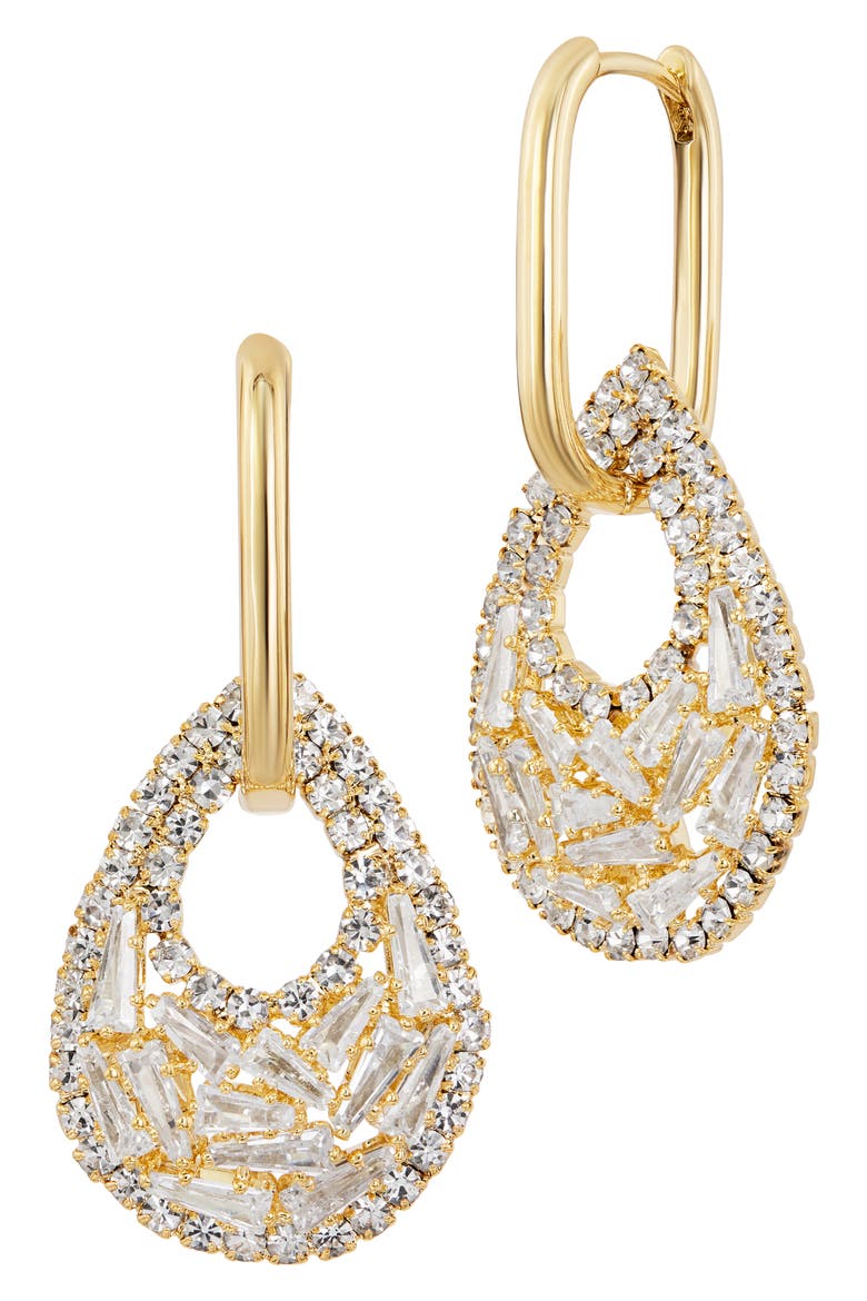 Cubic Zirconia Drop Earrings, Main, color, YELLOW