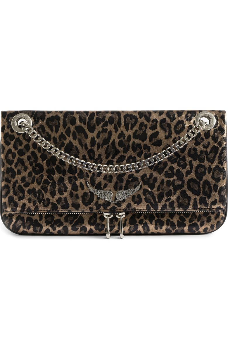 Zadig & Voltaire Rock II Metallic Leather Shoulder Bag, Main, color, Silver