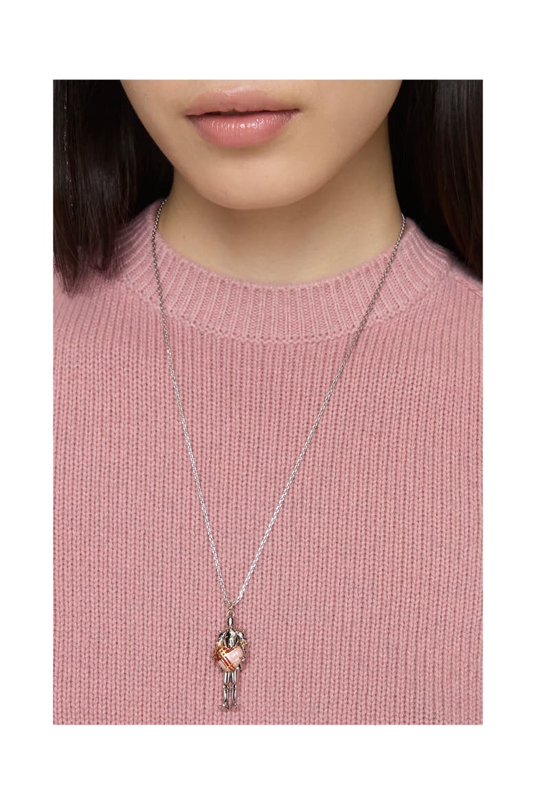 Knight Heart Charm Necklace, Alternate, color, Silver/gold