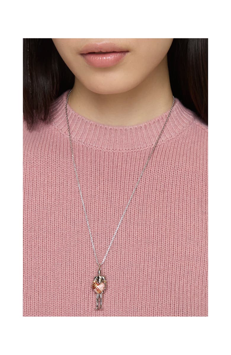 Burberry Knight Heart Charm Necklace, Alternate, color, Silver/Gold