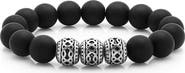 STEELTIME Black Lava & Stainless Steel Beaded Bracelet