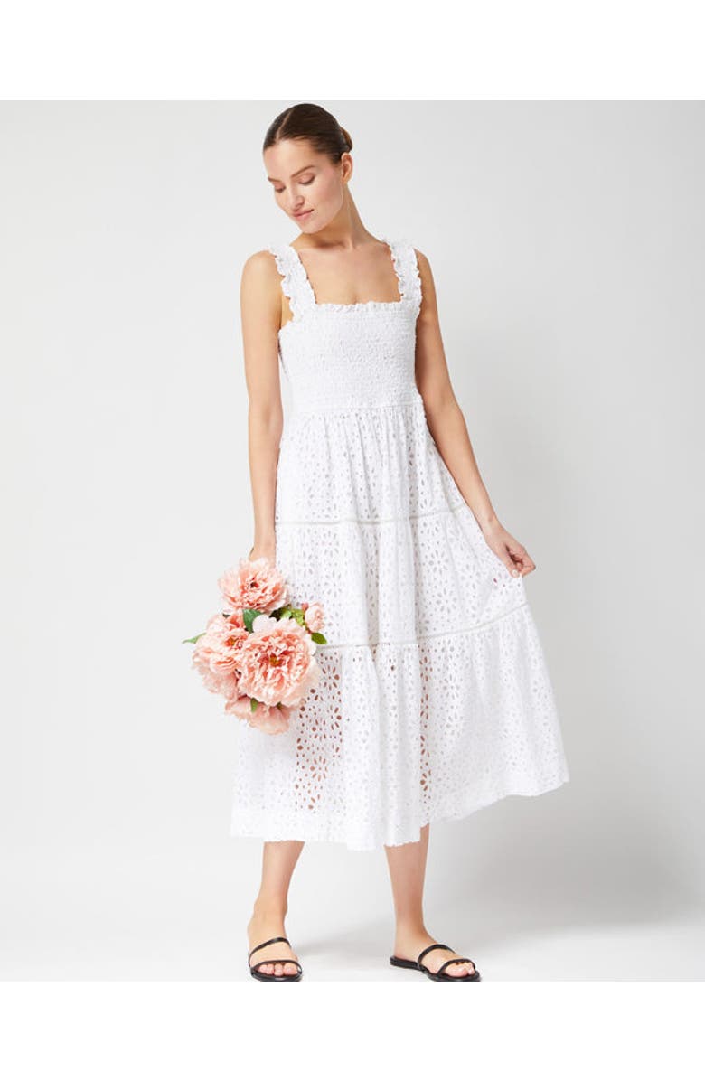 Change of Scenery Kristen Sleeveless Smocked Eyelet Midi Dress, Alternate, color, Fresh White