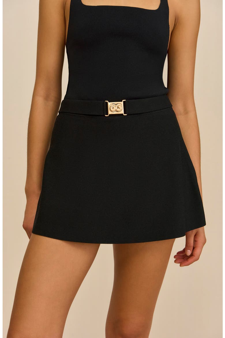 Amoret Pleated Wrap Skort, Alternate, color, BLACK