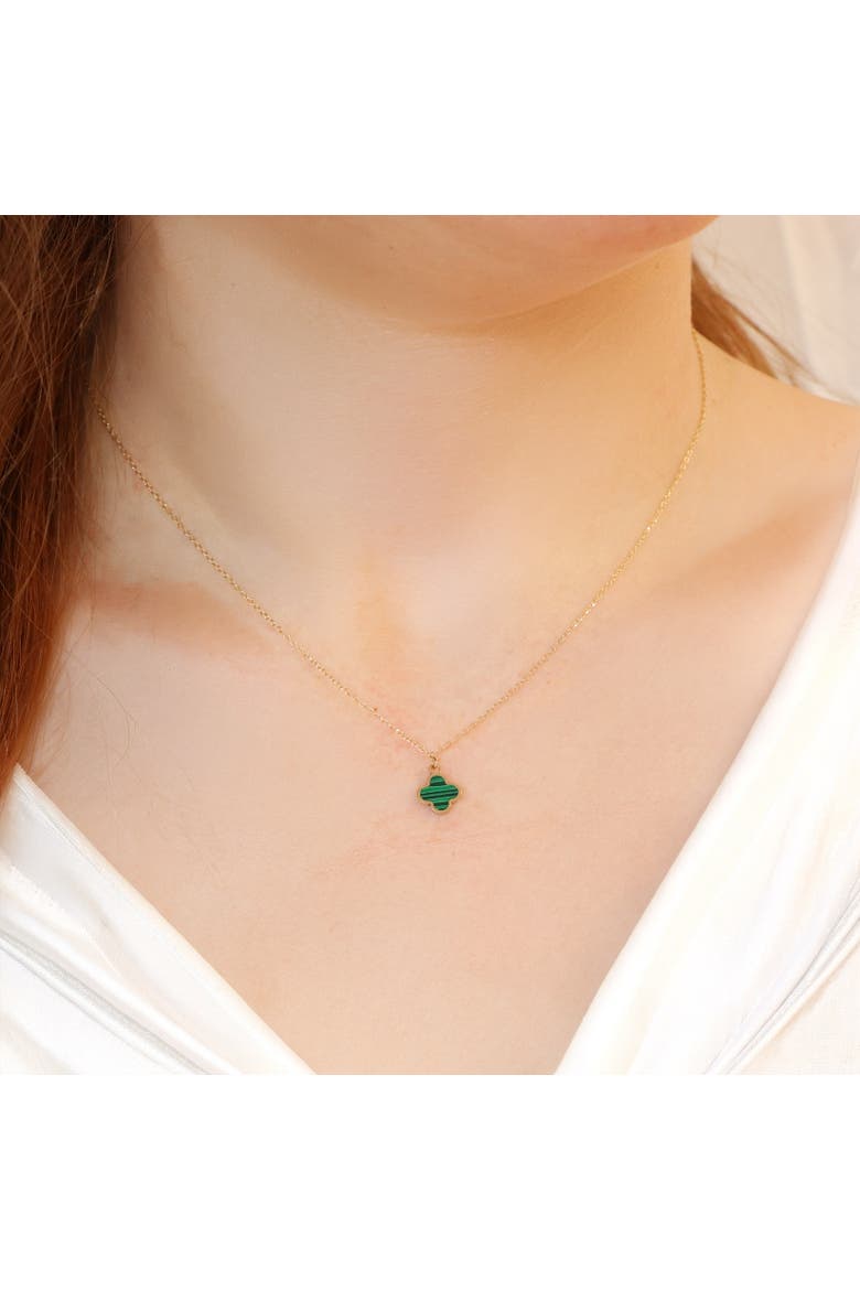 Mini Malachite Single Clover Necklace, Alternate, color, Malachite