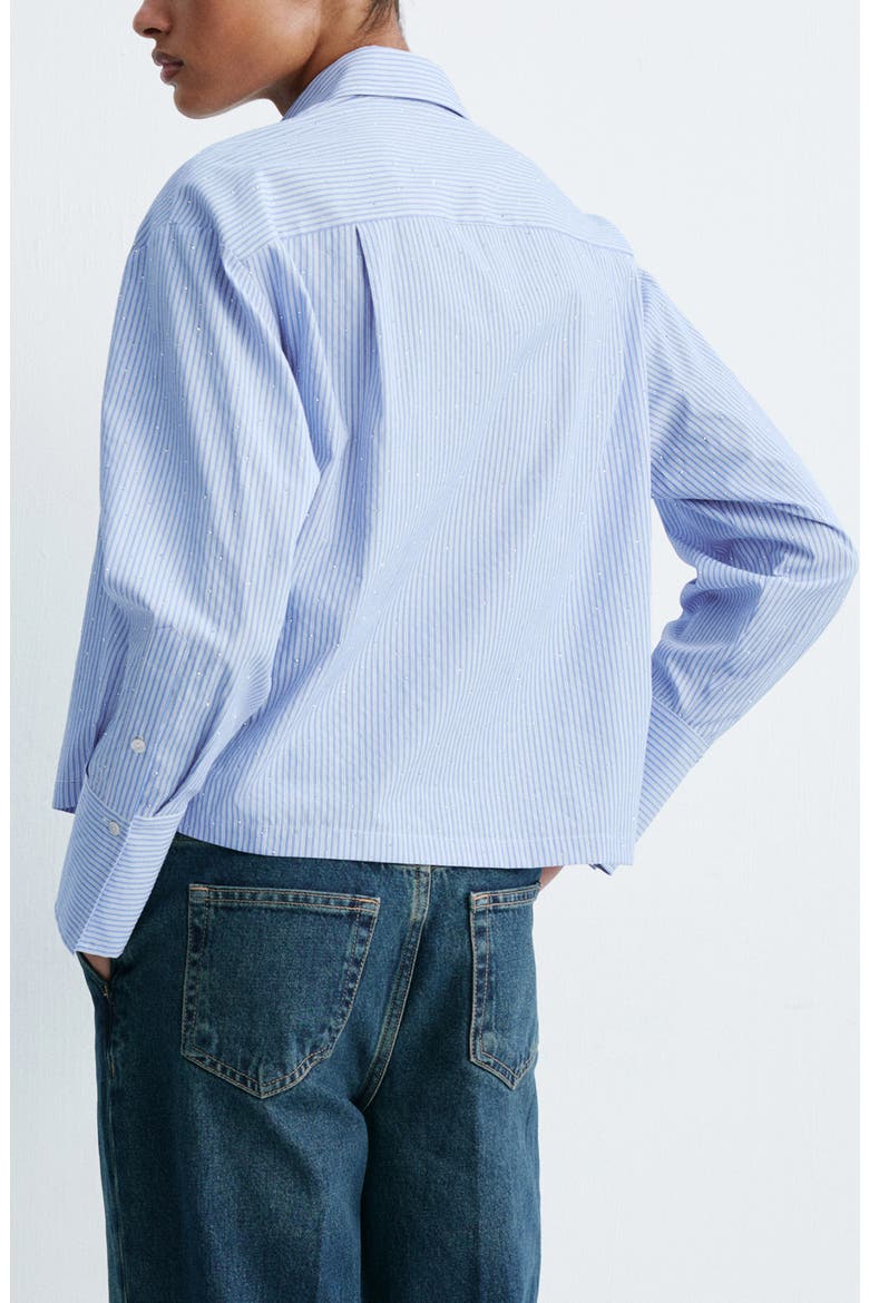 Rhinestone Stripe Button-Up Shirt, Alternate, color, SKY BLUE