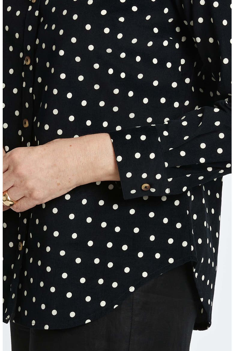 Haven Polka Dot Corduroy Button-Up Shirt, Alternate, color, BLACK/ IVORY