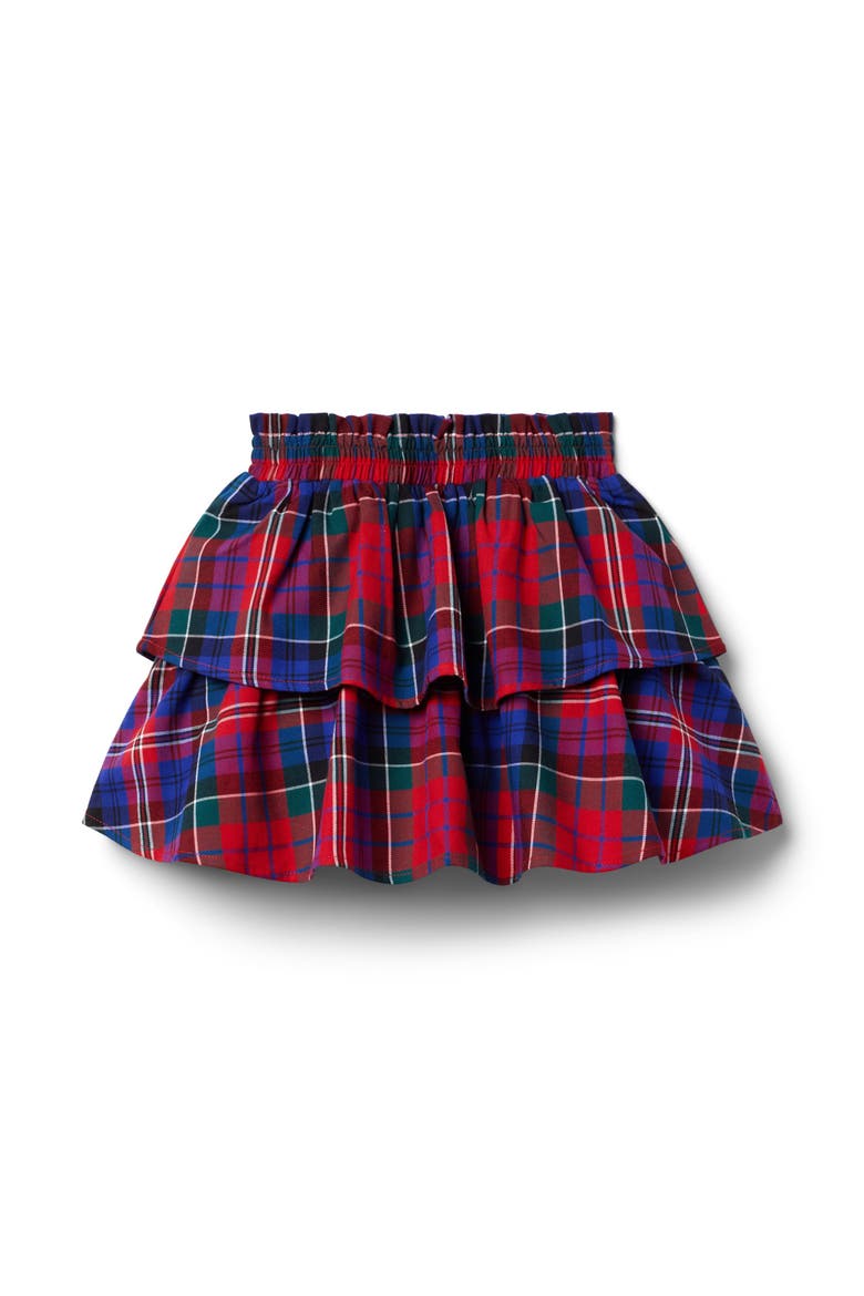 Tartan Tiered Skirt, Main, color, Red