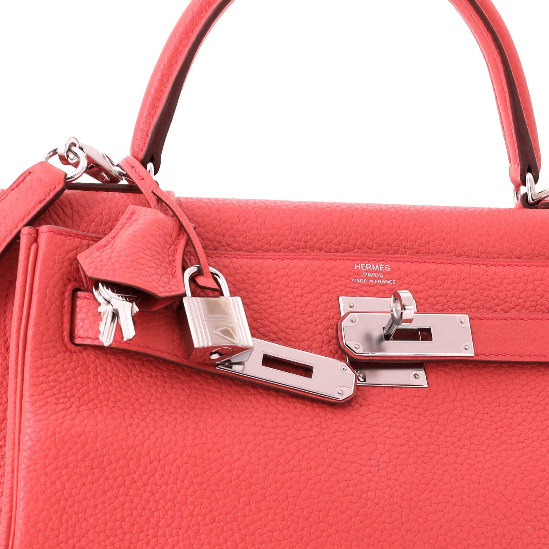 Pre-Owned Hermes Kelly Handbag Pink Clemence with Palladium Hardware 28, Alternate, color, Bougainvillier