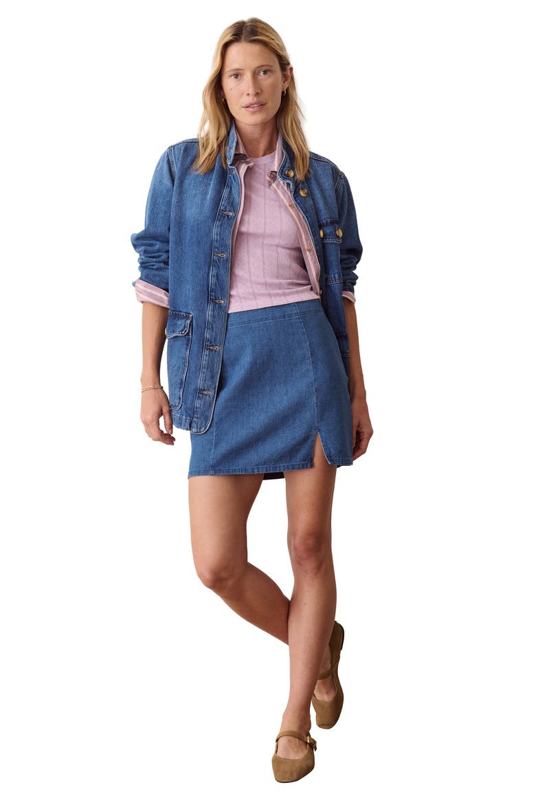 Jamie Cotton Denim Miniskirt, Alternate, color, MEDIUM WASH