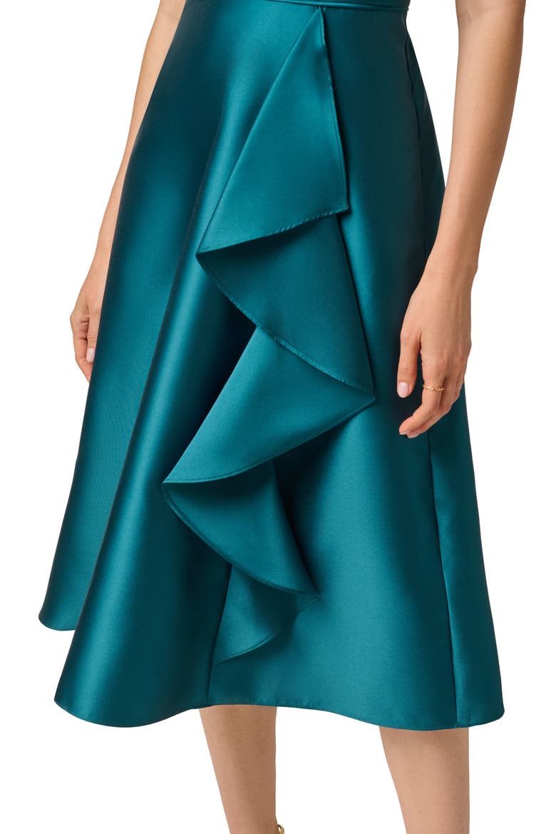 Embellished One-Shoulder Mikado Cocktail Dress, Alternate, color, HUNTER