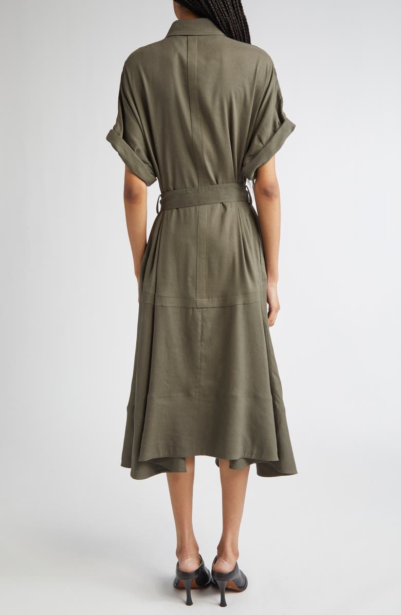 Proenza Schouler Scottie Linen Blend Belted Shirtdress, Alternate, color, Fatigue