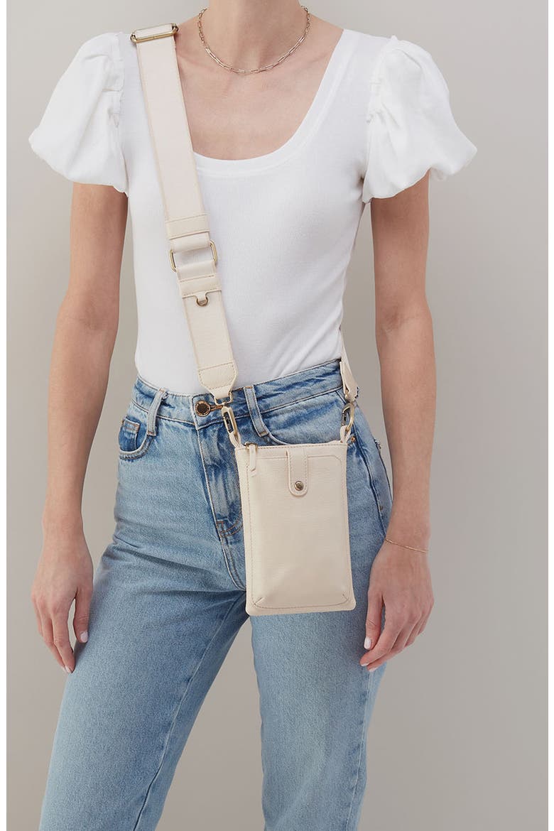 Cass Leather Phone Crossbody Bag, Alternate, color, CREAM