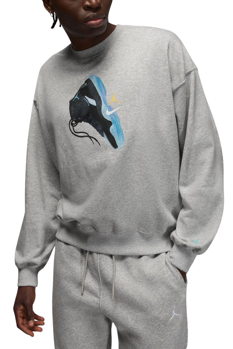 Graphic Fleece Sweatshirt, Main, color, GREY HEATHER/ GAMMA BLUE