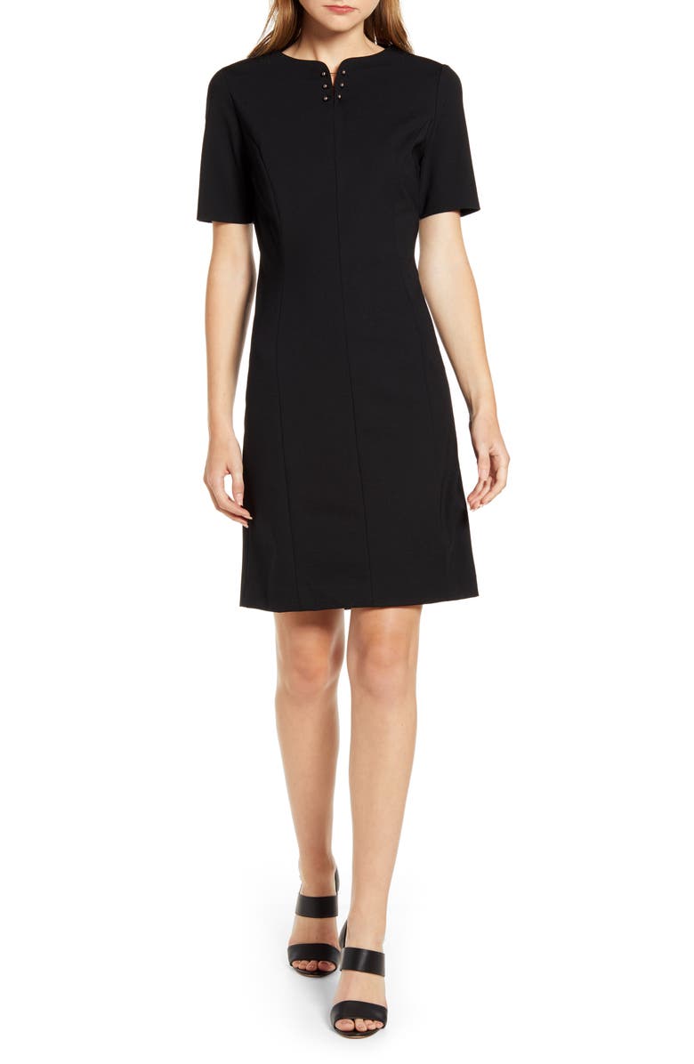 Ming Wang Beaded Neck Knit Dress, Main, color, 