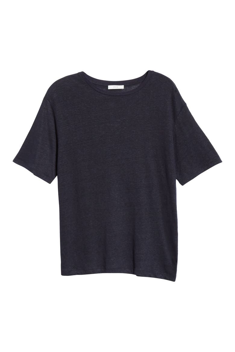 Boyfriend Slub Linen T-Shirt, Alternate, color, COASTAL