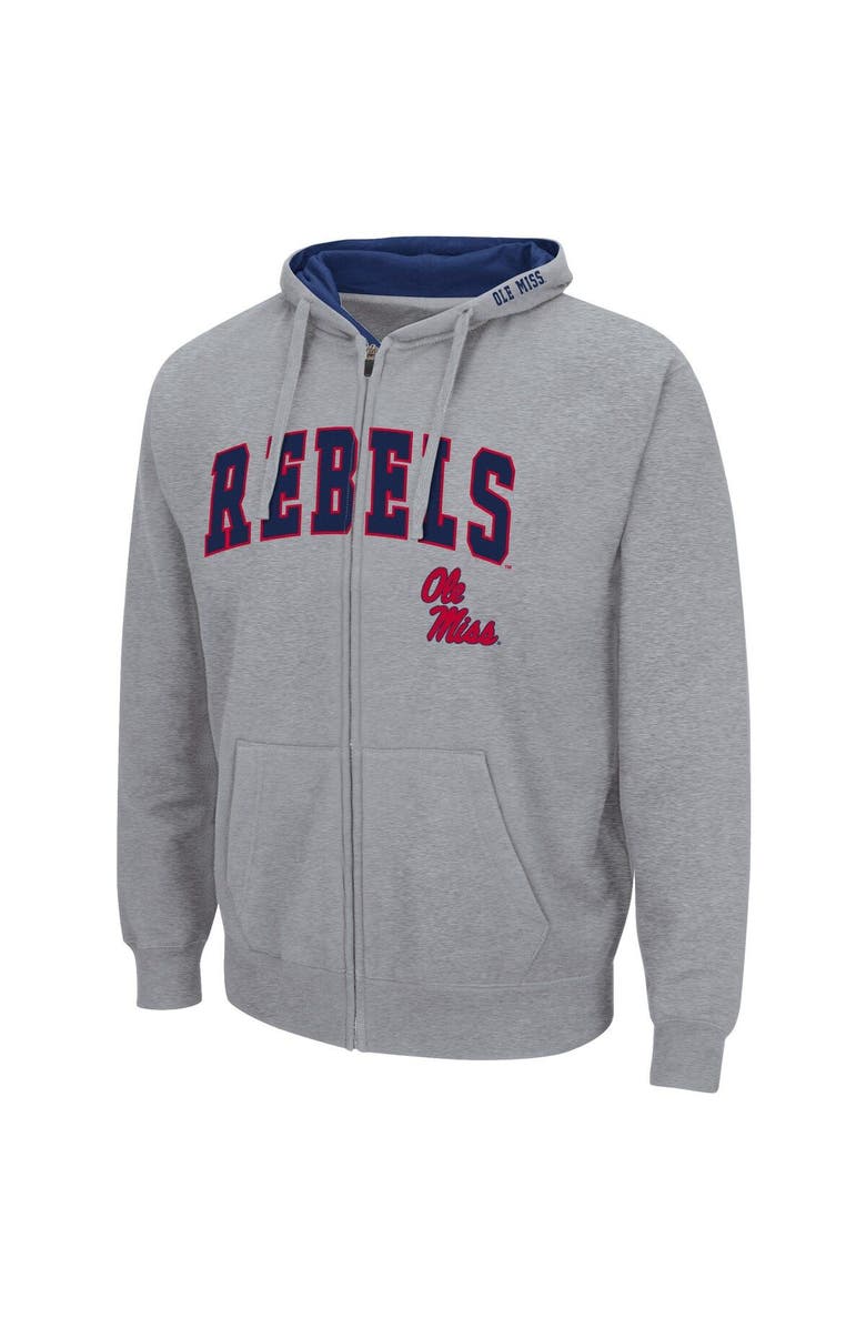 COLOSSEUM Men's Colosseum Heathered Gray Ole Miss Rebels Arch & Logo 3.0 Full-Zip Hoodie, Alternate, color, 