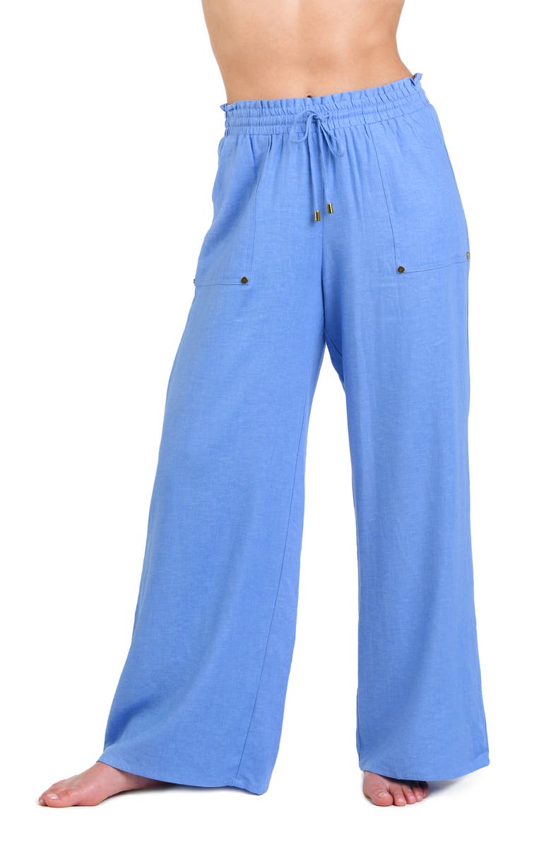 La Blanca Beach Cover-Up Pants, Alternate, color, Chambray