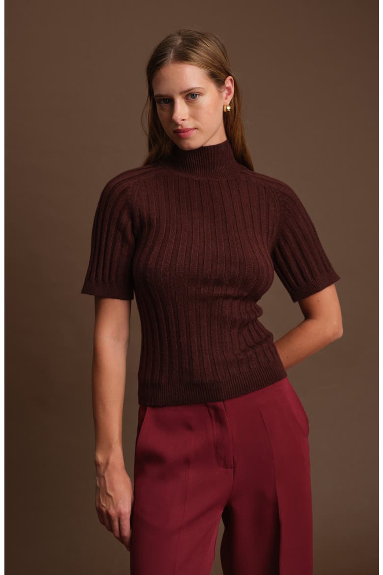 Oliver Rib Turtleneck Sweater, Alternate, color, CACAO
