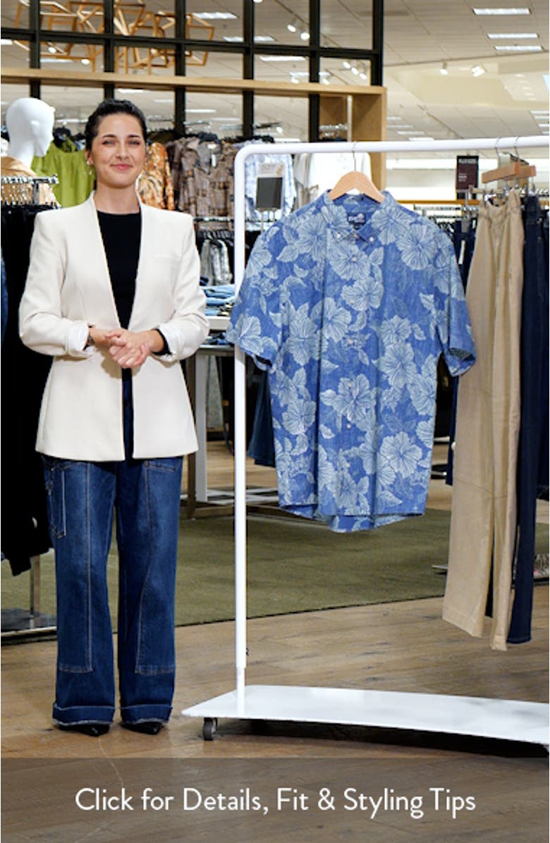 Aloha Biscus Floral Cotton Blend Button-Down Shirt, sales video thumbnail