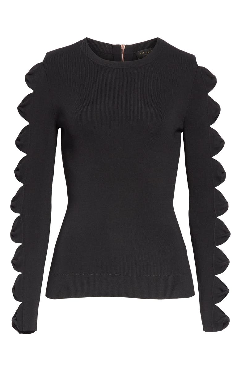 Ted Baker London Yonoh Cutout Sleeve Sweater, Alternate, color, Black
