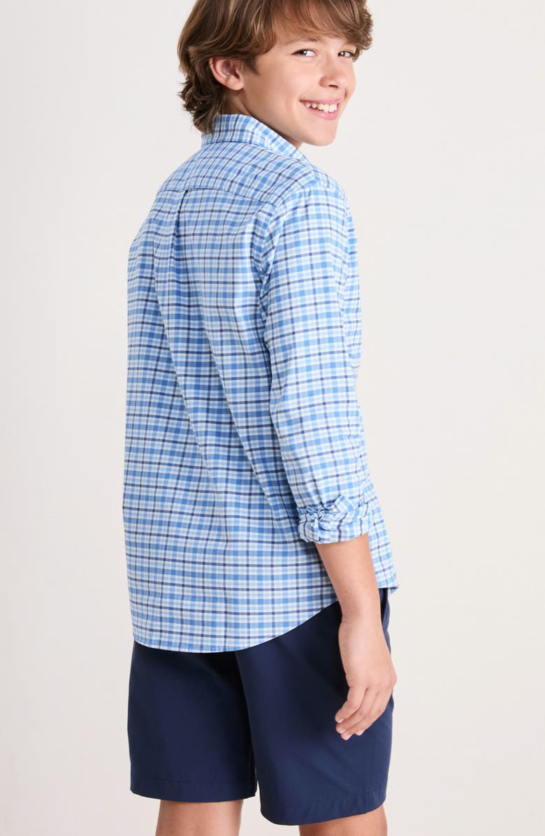 vineyard vines Kids' Bellamy brrrº Plaid Button-Down Shirt, Alternate, color, Ocean Splash