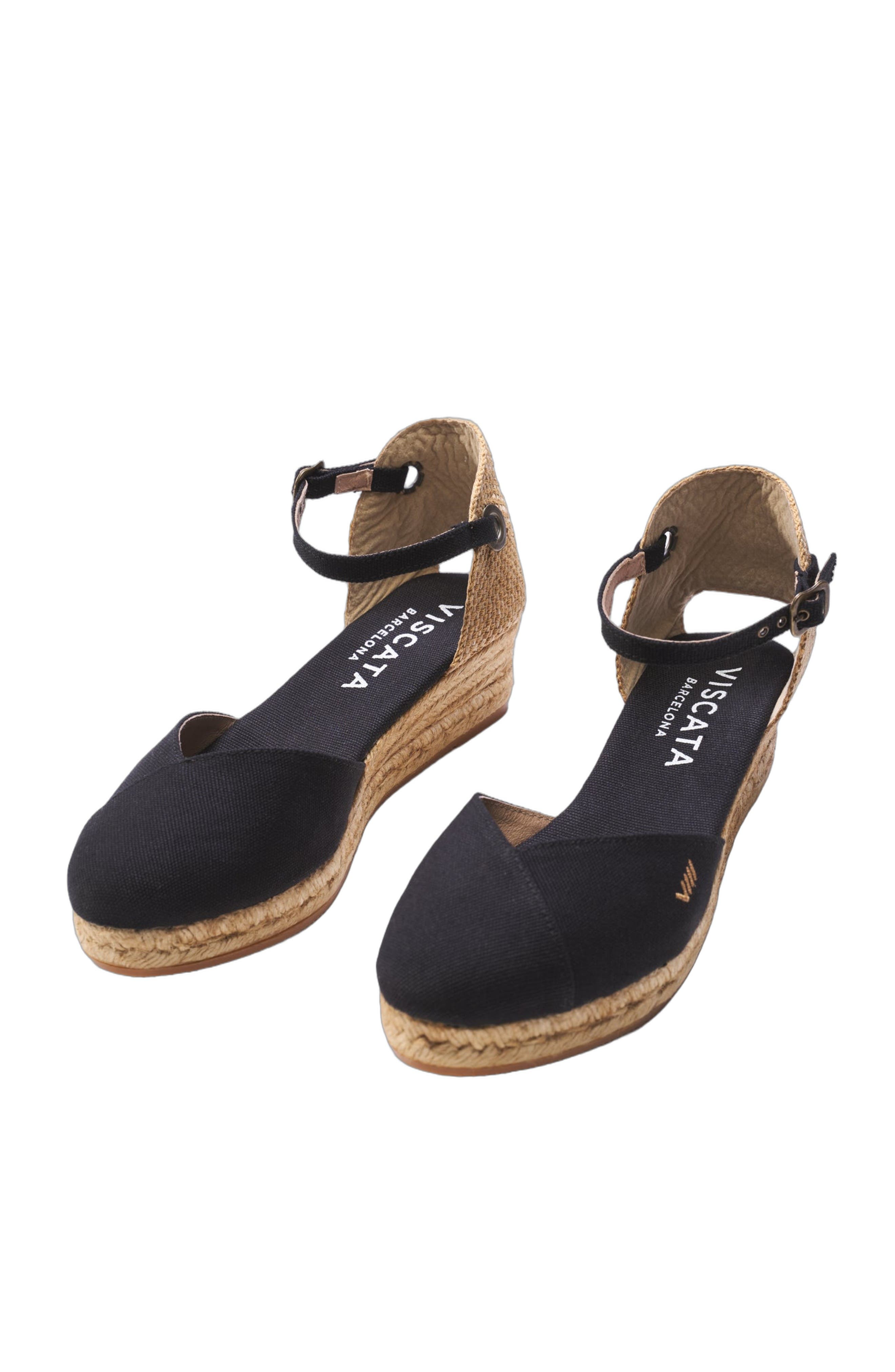VISCATA Pubol Canvas Espadrille Wedges, Alternate, color, Black