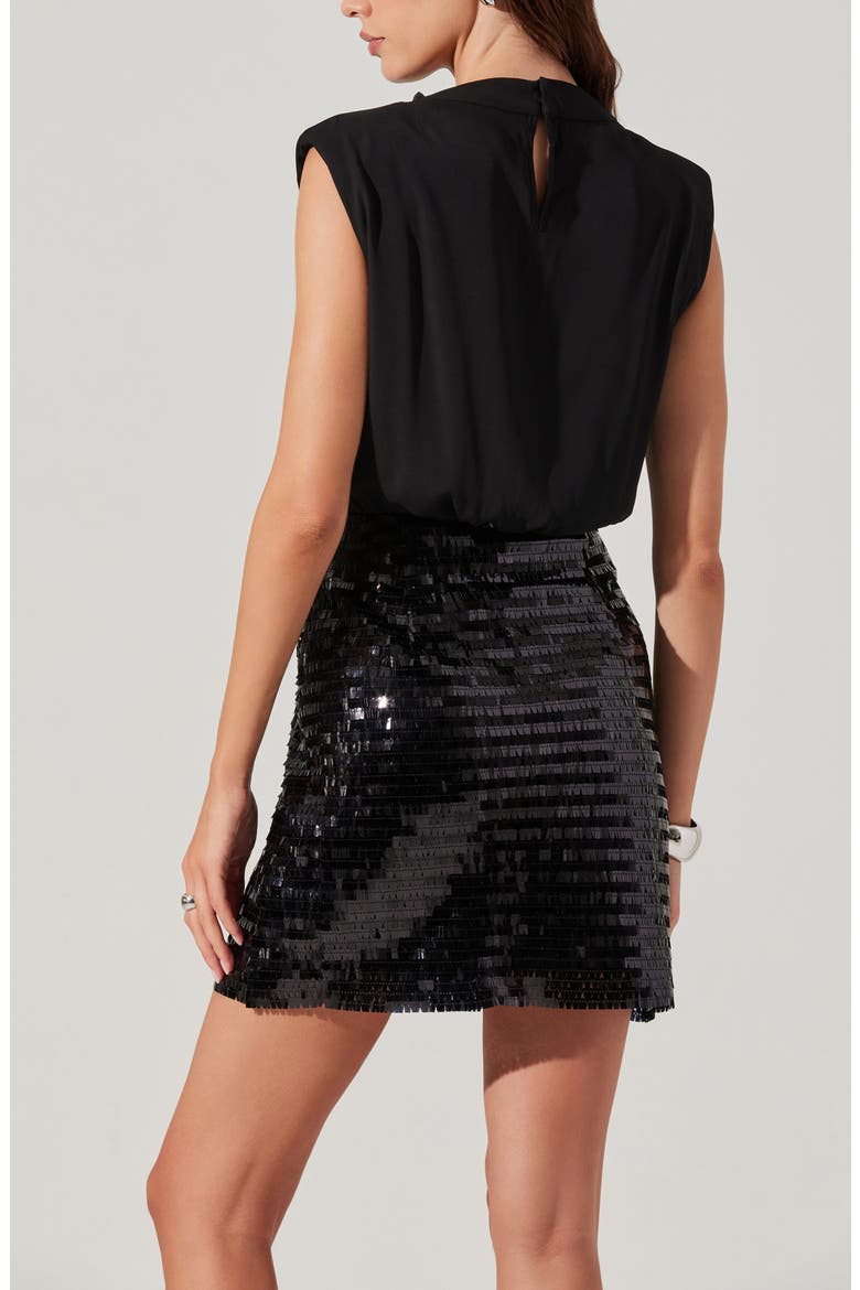 Sequin Skirt Minidress, Alternate, color, BLACK