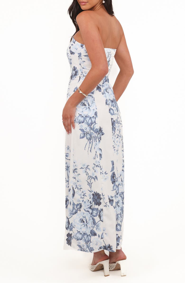 Petal & Pup Tamira Floral Print Strapless Maxi Dress, Alternate, color, Blue Floral