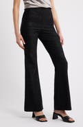 Hue High Waist Etched Floral Flare Leg Pants