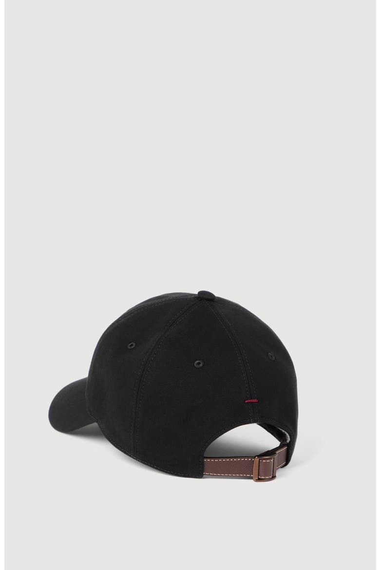 Garment-dyed twisted cotton gabardine baseball cap with embroidered logo, Alternate, color, Black