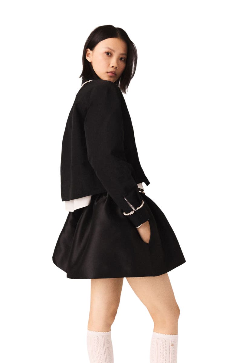 maje Taffeta shirt, Alternate, color, Black