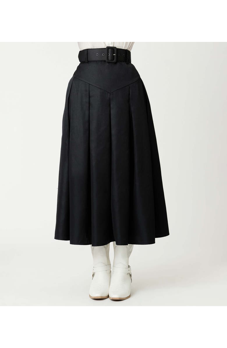 Unique Vintage Pleated Midi Skirt, Alternate, color, Solid Black