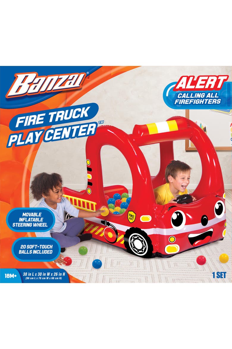 Rescue Fire Truck Play Center Inflatable Ball Pit Includes 20 Balls, Alternate, color, Multicolored