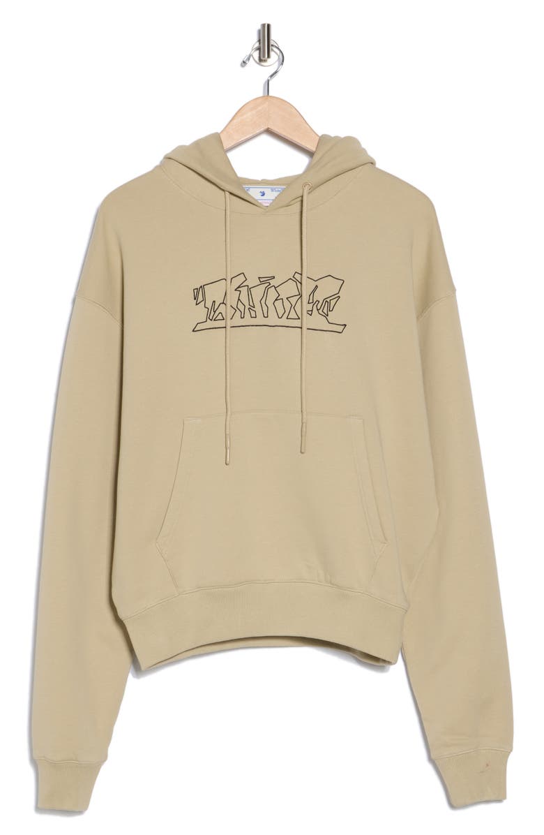 Off-White Cotton Graphic Hoodie, Main, color, 