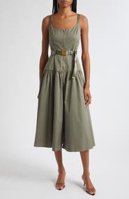 L'AGENCE Rima Belted Front Zip Midi Dress