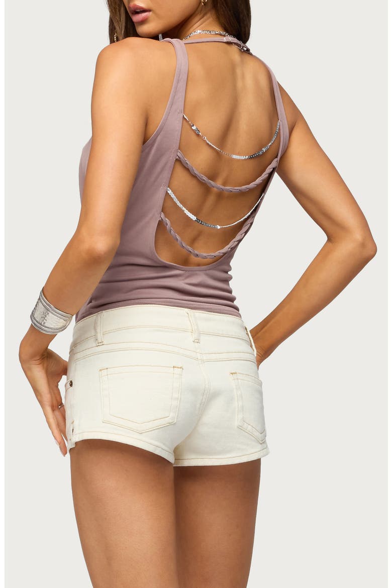 Chain Back Cowl Neck Top, Alternate, color, LIGHT-BROWN