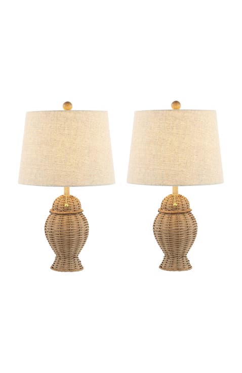 Margie Wicker 20.5" Bohemian Rustic Iron LED Table Lamp (Set of 2)