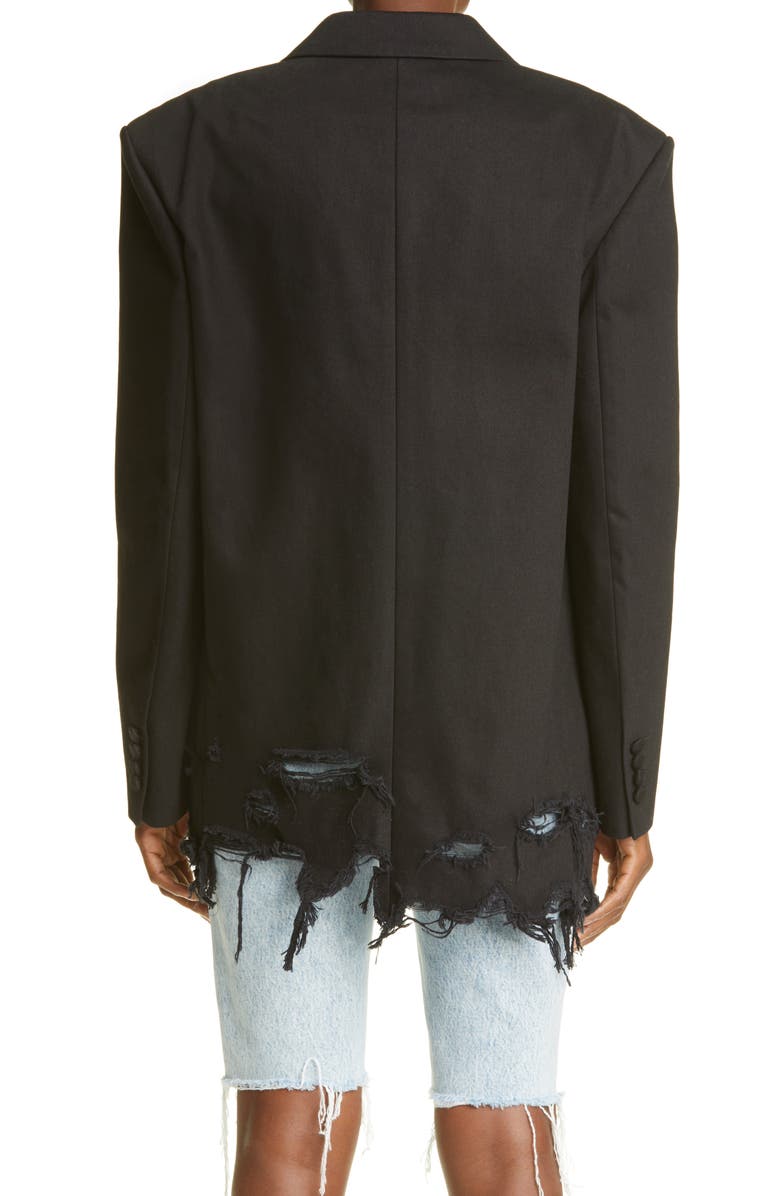 Alexander Wang Frayed Double Breasted Blazer, Alternate, color, 