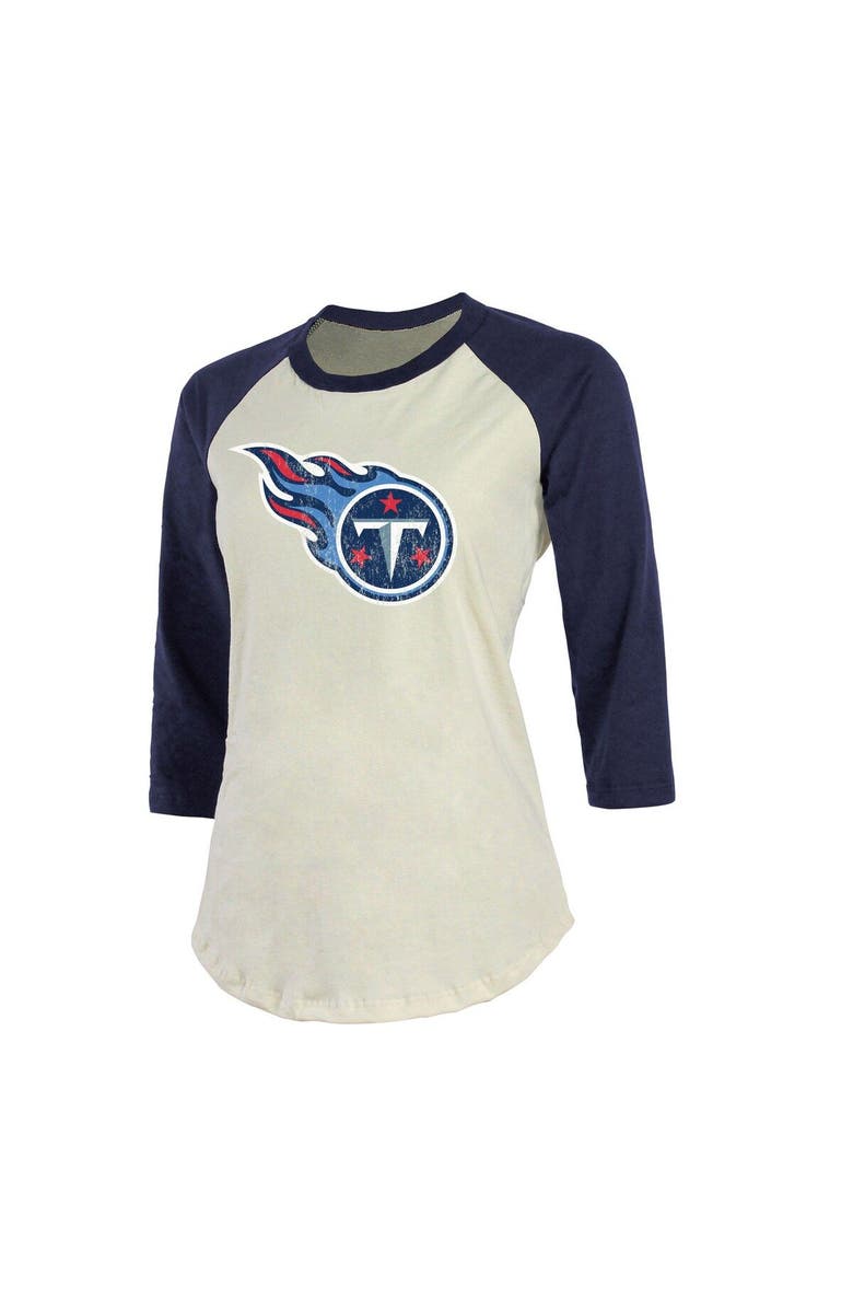 Majestic Threads Women's Fanatics Branded Derrick Henry Cream/Navy Tennessee Titans Player Raglan Name & Number 3/4-Sleeve T-Shirt, Alternate, color,