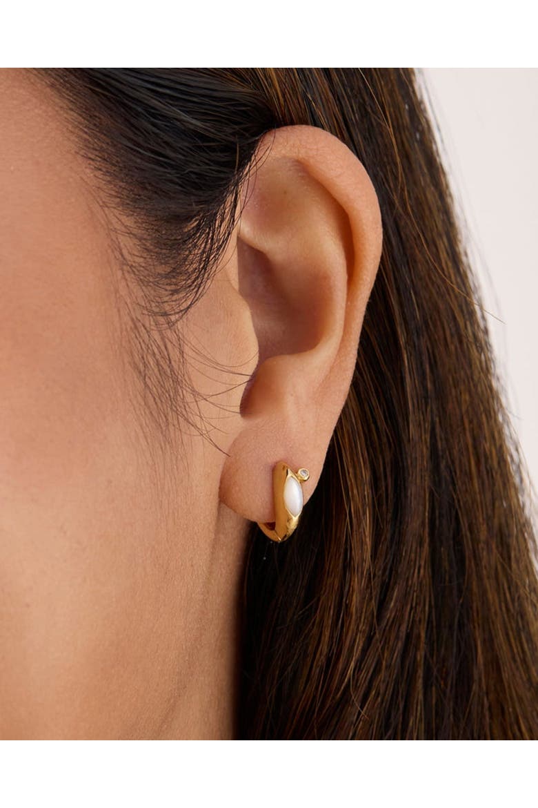 Iris Reversible Gold Huggie Hoops, Alternate, color, Gold
