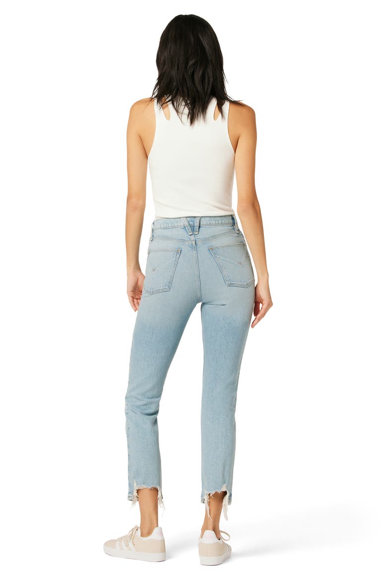 Harlow Ultrahigh Waist Fray Hem Ankle Cigarette Jeans, Alternate, color, ISLA
