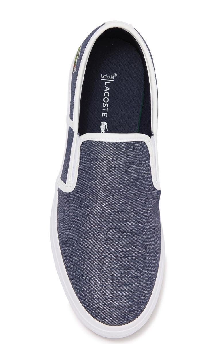 Lacoste Slip-On Sneaker, Alternate, color, Nvy/Wht