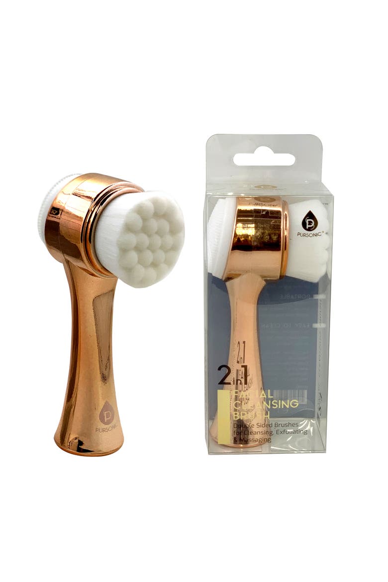 Dual Sided Facial Cleansing Brush, Alternate, color, Rose Gold